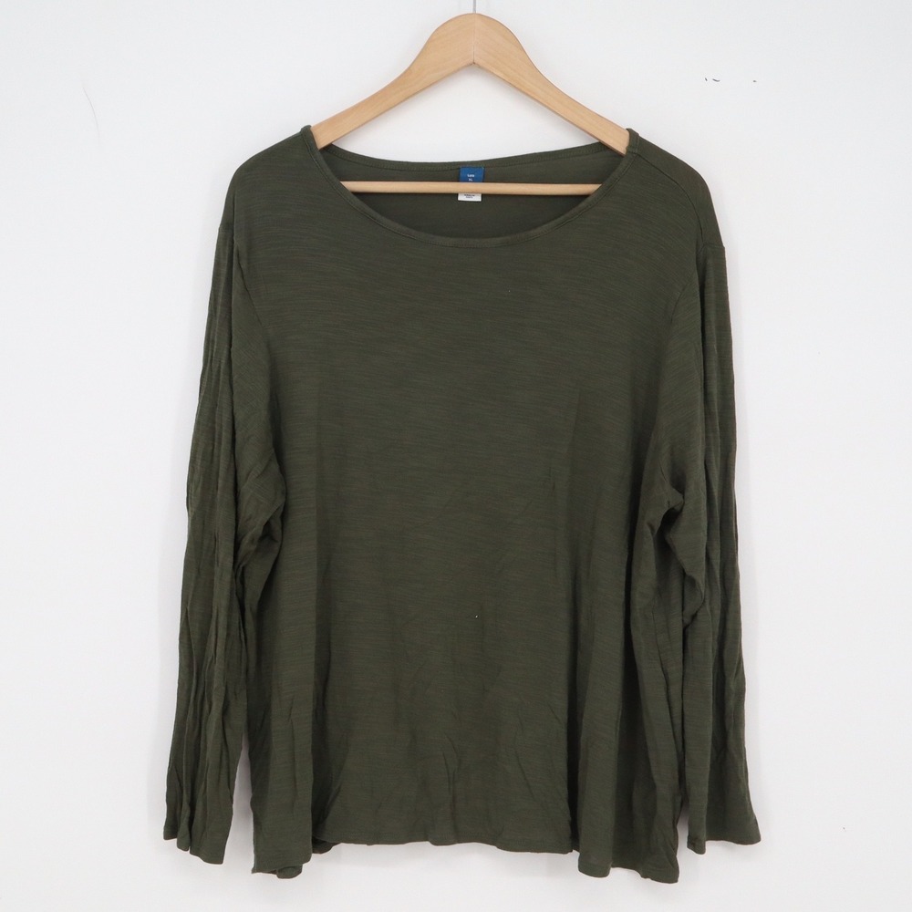 Old Navy T-Shirt Womens XL Luxe Olive Green Slub Knit Long Sleeve Excellent